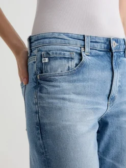 AG Jeans Adria Twisted Leg Low-Rise Wide Leg in Helios