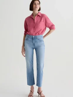 AG Jeans Brinley Mid-Rise Straight in Fiction
