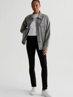AG Jeans Prima Cigarette Leg in Super Black