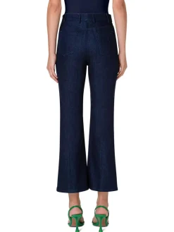 Akris Punto Cali Stretch Crop Bootcut Denim in Dark Blue