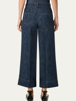 Akris Punto Chiara Wide Leg Denim Jeans in Navy Denim