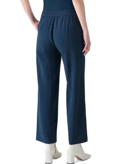 Akris Punto Marlon Pinstripe Wide Leg Pant in Navy/Cream