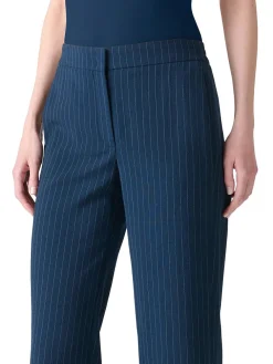 Akris Punto Marlon Pinstripe Wide Leg Pant in Navy/Cream