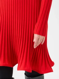 Akris Punto Reverse Rib Fit & Flare Mini Dress in Vermillion