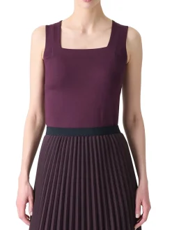 Akris Punto Square-Neck Jersey Tank Top in Blackberry
