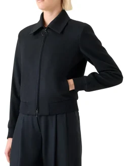 Akris Punto Virgin Wool Short Bomber Jacket in Black