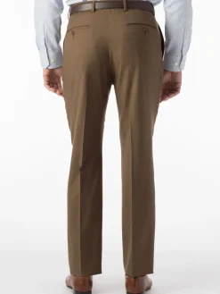 Ballin Soho Comfort 'EZE' Super 120s Modern Flat Front Pant in Tobacco