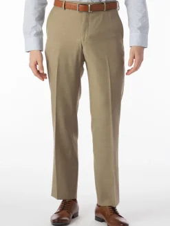 Ballin Soho Comfort 'EZE' Super 120s Modern Flat Front Pant in Tan