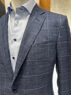 Canali Flap Pocket Sport Jacket in Blue/White Plaid