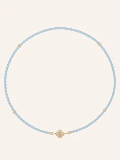 Clara Williams Aspen Braided Light Blue Leather Mini Necklace