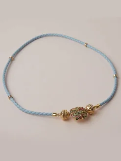 Clara Williams Aspen Braided Light Blue Leather Mini Necklace