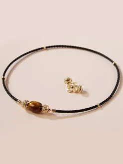 Clara Williams Aspen Braided Leather Black Mini Necklace