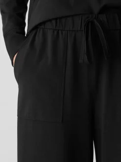 Eileen Fisher Pima Cotton Stretch Jersey Wide-Leg Pant in Black