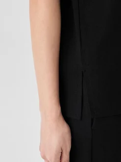 Eileen Fisher Stretch Jersey Knit Jewel Neck Shell in Black