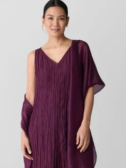 Eileen Fisher Washed Transitional Silk Scarf in Blackberry
