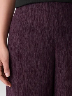 Eileen Fisher Woven Plissé Wide-Leg Pant in Blackberry