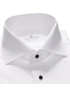 Emanuel Berg Formal Dress Shirt in White James Bond Collar