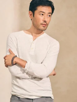 Faherty Brand Cloud Cotton Long-Sleeve Henley in Ivory Heather