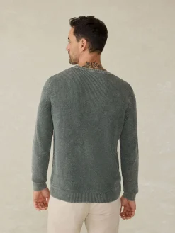 Faherty Brand Sunwashed Crewneck Sweater in Mountain Olive