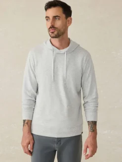 Faherty Brand Sunwashed Midweight Organic Hoodie in Light Grey Heather