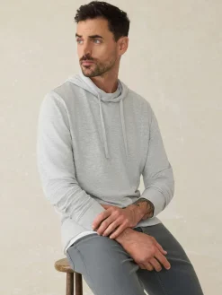 Faherty Brand Sunwashed Midweight Organic Hoodie in Light Grey Heather