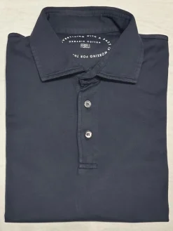 Fedeli Zero Organic Cotton Short Sleeve Polo in Navy