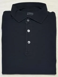 Fedeli Zero Superlight Pique Short Sleeve Polo in Black