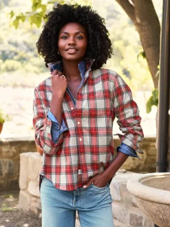 Frank & Eileen Eileen Relaxed Button-Up Shirt in Red & Grey Plaid