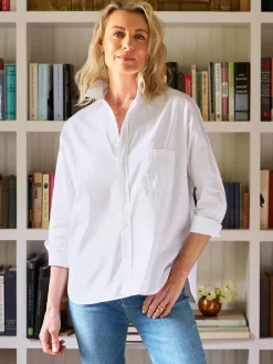 Frank & Eileen Oona Continuous Sleeve Button-Up Shirt in White