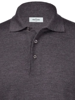 Gran Sasso Fashion Fit Long Sleeve Polo in Charcoal