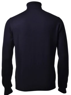 Gran Sasso Solid Merino Turtleneck in Navy