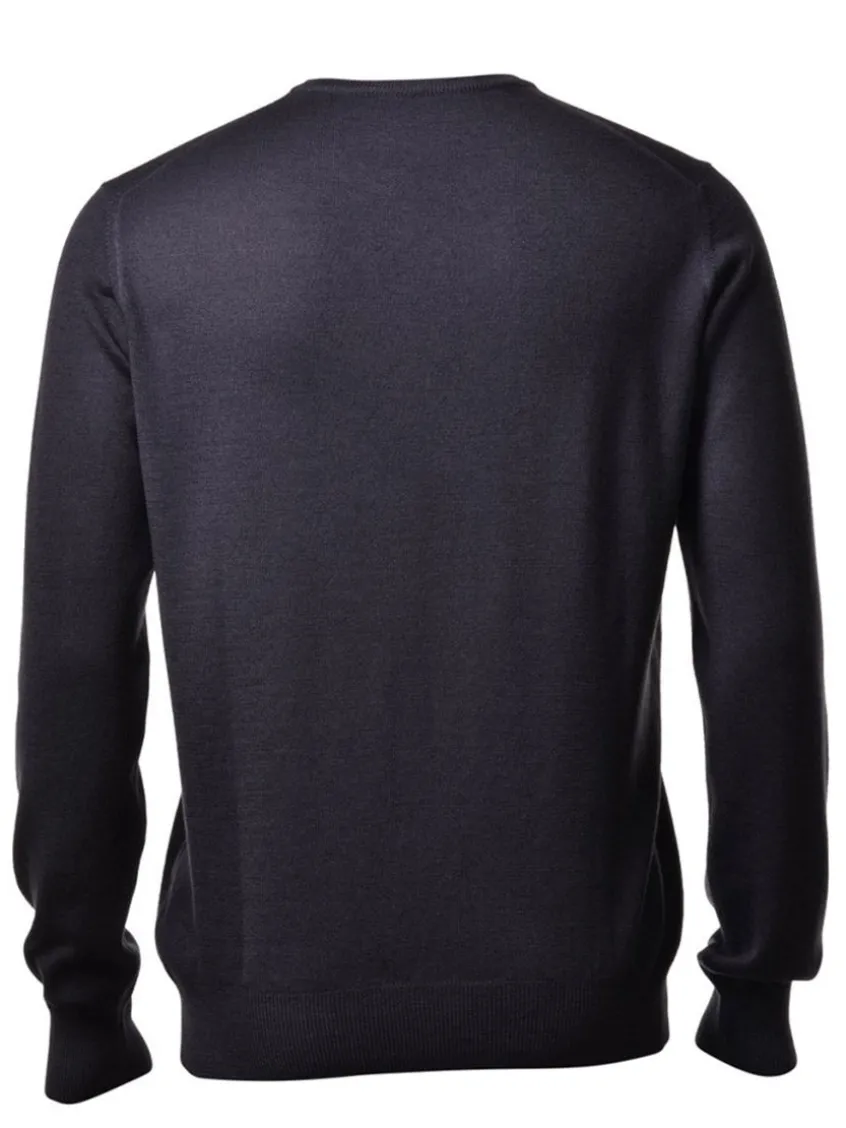 Gran Sasso Vintage Wash Extrafine Merino V-Neck in Charcoal