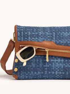Hammitt Los Angeles VIP Medium Clutch in Mosaic Denim/Brushed Gold