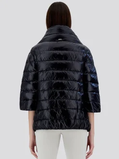 Herno Aminta 3/4 Sleeve Cocoon Jacket in Black