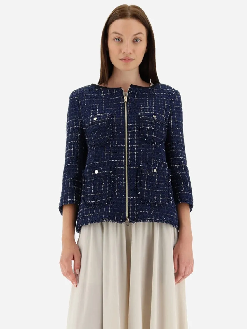 Herno Jacket in Casual Tweed in New Blue