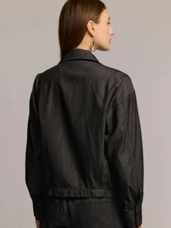 Hinson Wu Louise Long Sleeve Denim Jacket in Black Wash