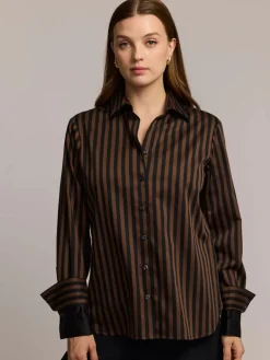 Hinson Wu Margot Long Sleeve Lace Print in Caramel/Black