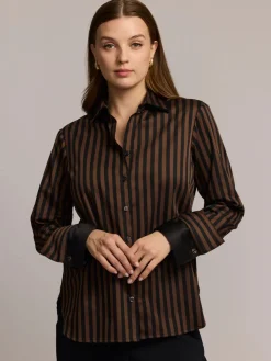 Hinson Wu Margot Long Sleeve Lace Print in Caramel/Black