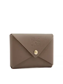 Il Bisonte Sovana Card Case in Light Grey Cowhide Leather