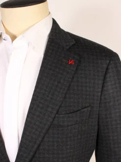 Isaia Double-Face Jersey Sport Jacket in Dark Green/Navy Check