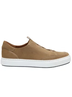 J & M Collection Anson Stretch Lace-to-Toe in Taupe English Suede