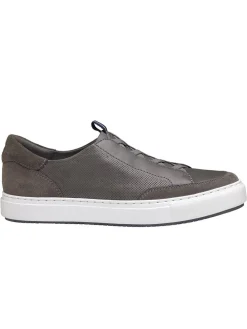 J & M Collection Anson Stretch Lace-to-Toe in Grey English Suede/Sheepskin