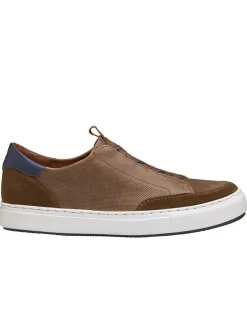 J & M Collection Anson Stretch Lace-to-Toe in Brown English Suede/Sheepskin