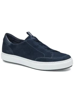 J & M Collection Anson Stretch Lace-to-Toe in Navy English Suede