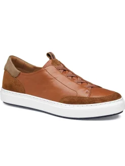J & M Collection Anson Stretch Lace-to-Toe in Cognac English Suede/Sheepskin