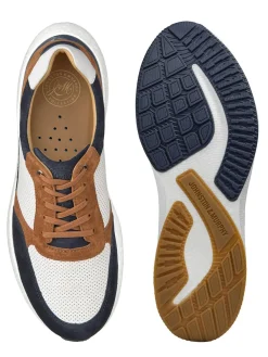 J & M Collection Briley Perfed Jogger in Navy Multi Suede/Full Grain