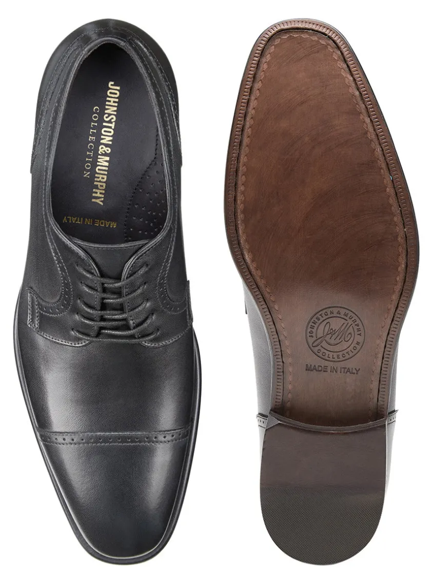 J & M Collection Cormac Cap Toe in Black Italian Calfskin