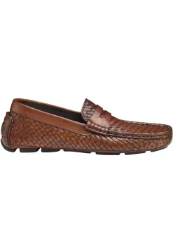 J & M Collection Dayton Woven Penny in Brown Italian Calfskin
