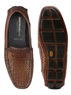 J & M Collection Dayton Woven Penny in Brown Italian Calfskin