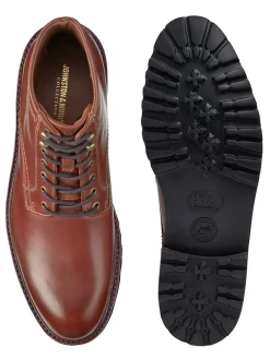 J & M Collection Dudley Lug Plain Toe Boot in Mahogany Full Grain
